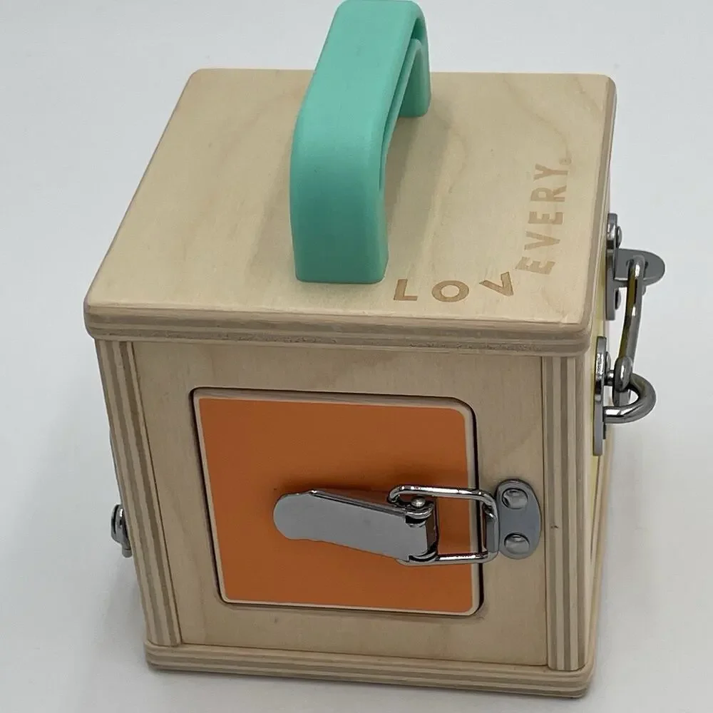 Lovevery Wood Lockbox Montessori Learning Educational Toy Latch Activity Cube
